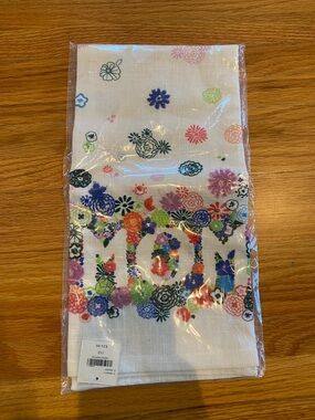 Anthropologie Floral Embroidered White Tea Towel